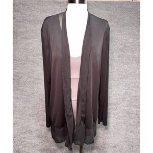 Chico's Easy‎ Wear Cardigan Womens SZ 3 US XL Black Slinky Open Front Layering
